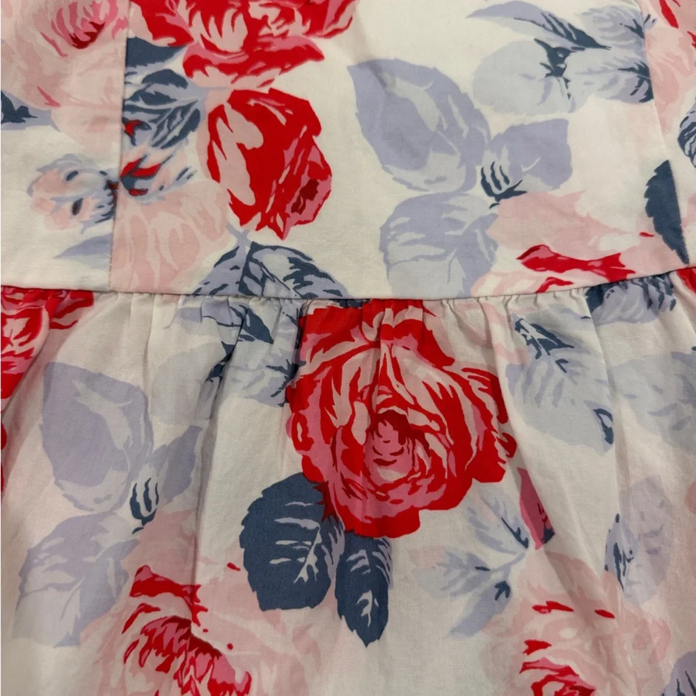 GAP White Tank Top with Red and Blue Floral Pattern
